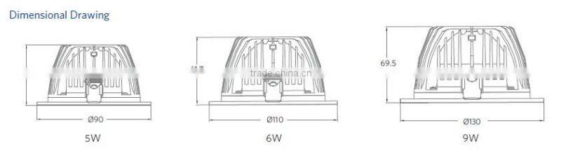 LED Downlight 5W-42W CE/CB/SAA Certification high lumen efficacy Office, hotel and shopping mall