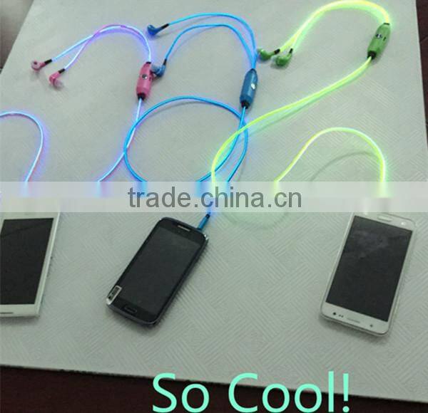 novelty el wire flash earphone and headphone for christmas gift item
