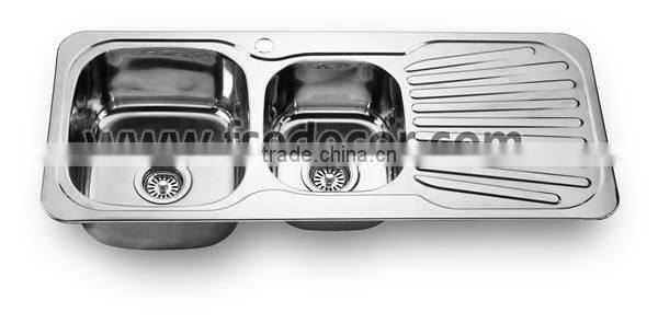 Double Bowl Kitchen Sink with Drain Board