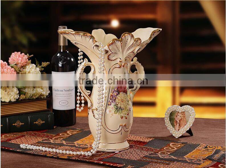 European style ceramic vase with flower pattern for hotel deco