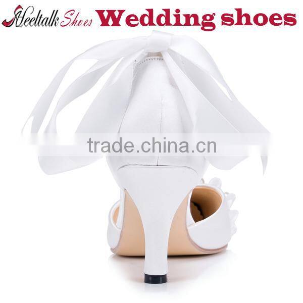 Wholesale pointed toe crystal stiletto wedding shoes with ankle strap