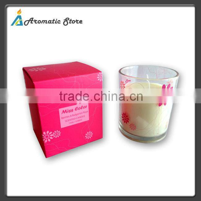 Fashion White Scented Soy Wax Candle In Glass Jar