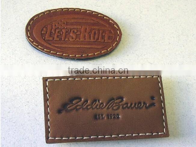 Custom Leather patches with Silver Plating metal for Garment