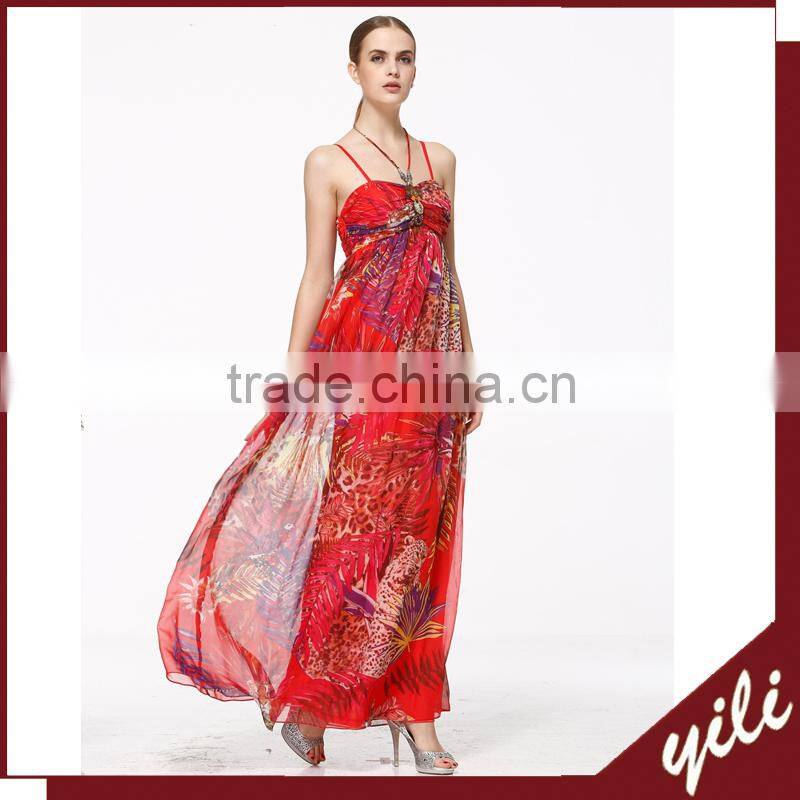 2016 Wholesale Factory OEM Service Design Long chiffon Ladies Fashion Dress