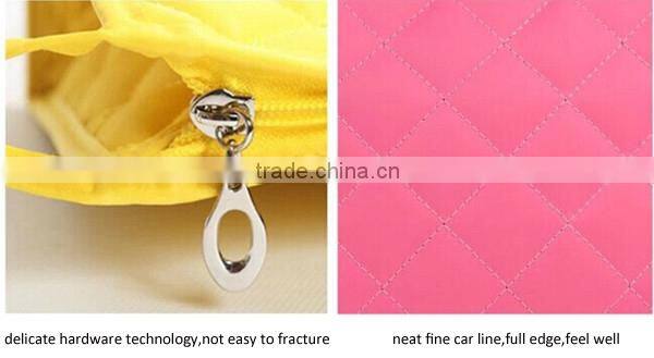 Pink Nylon Gridding Rectangle with Zipper Closure Makeup Pouch/Bag/Case Cosmetic Tool