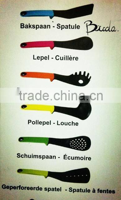2016 New 6pcs colorful FDA/LFGB nylon kitchen tools with holder BD-N7788