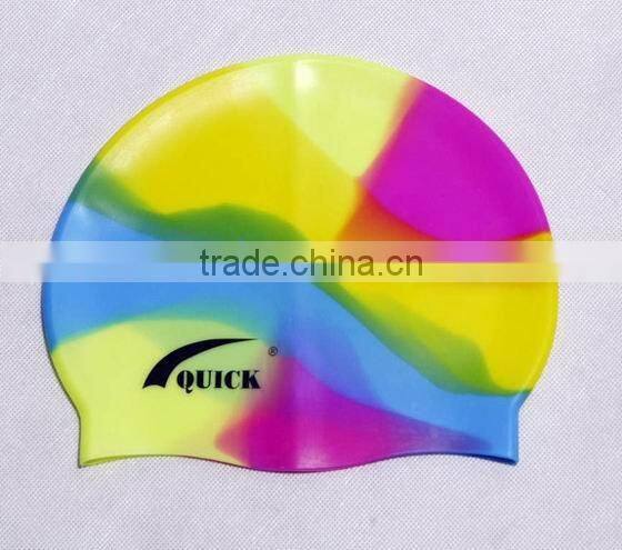 Eco-friendly Rainbow silicone swimming caps for long hairs