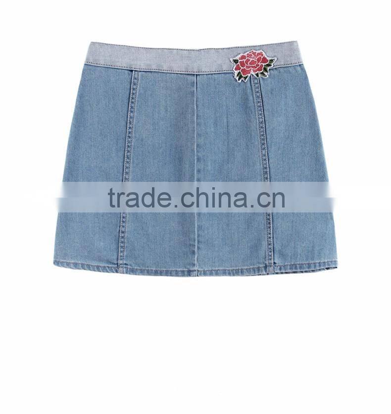 lastest funky girls fashion women embroidered skinny denim jeans short skirts