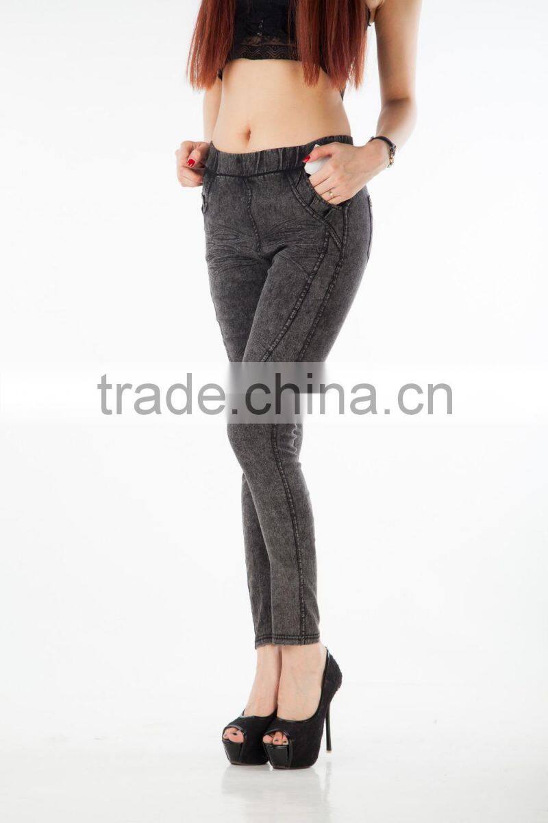 2015 New Fashion Black Jeans Woven Leggings