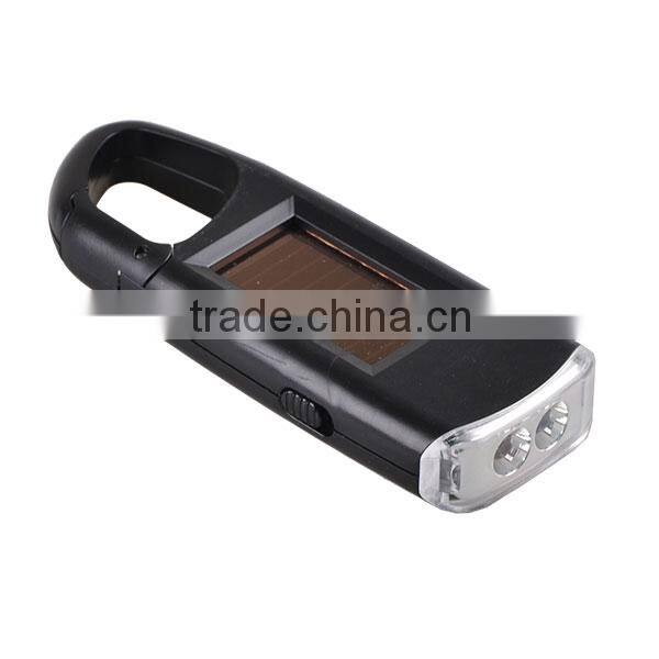 Personalized 2 LED White Plastic Solar Keychain Flashlight