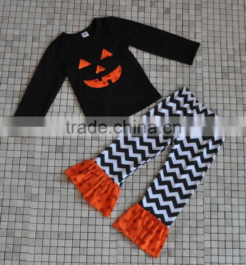 2016 latest design infant floral pumpkin cat halloween clothing