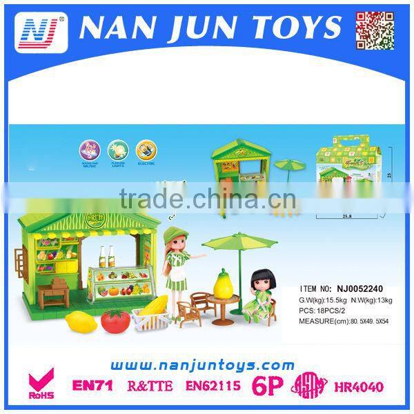 Pretend play doll house with light and music