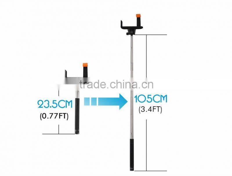 2-In-1 Self-portrait Monopod Extendable Selfie Stick with built-in Bluetooth Remote Shutter With Adjustable Grip Holder
