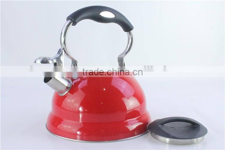 Red color induction non electric stainless steel whistling tea kettle