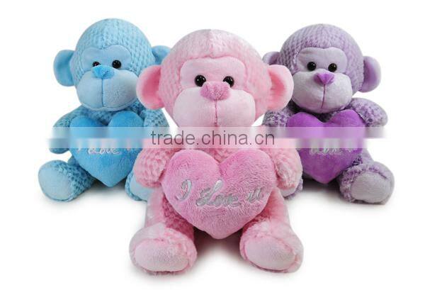 China cheap funny stuffed purple monkey for Valentine's Day