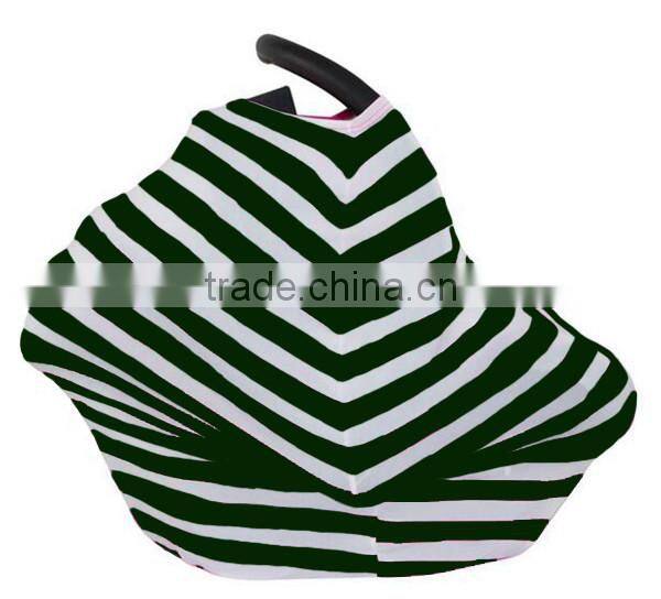 2016 Cuddle Soft Dark Green Stripe Design Car Seat Carrier Cover Canopy