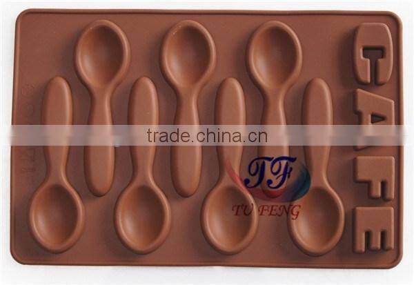 7 holes food grade silicone 3d cafe chocolate spoon mould