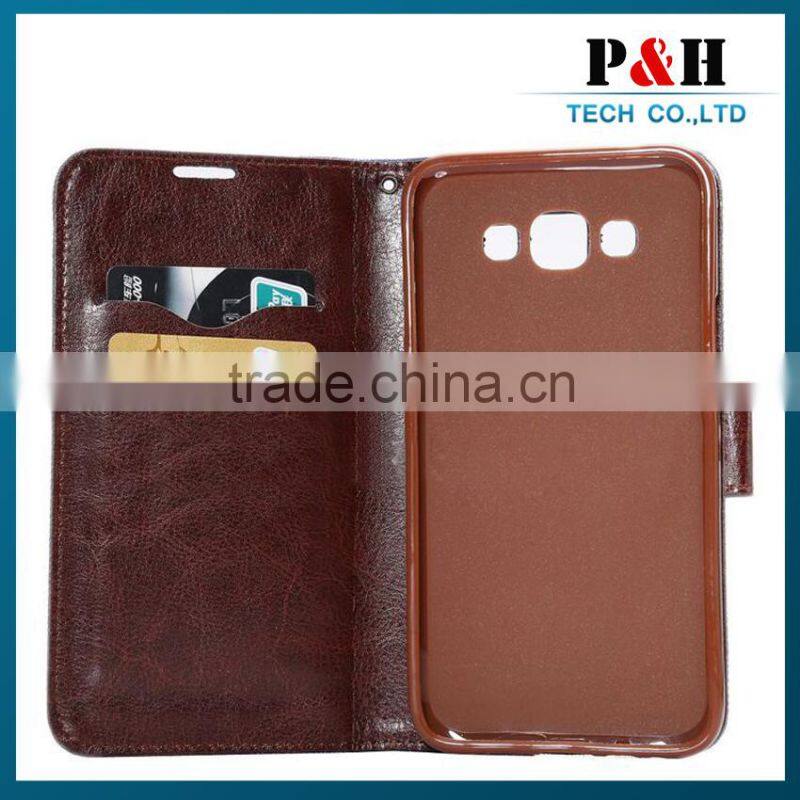 High Quality Pretty Printed Wallet Leather Stand Case for Samsung Galaxy E7