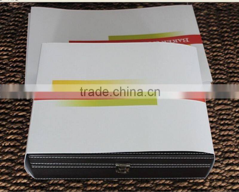 Factory OEM Supply Handmade Wine Tool Set with Leather Box, PU Leather Wine Accessories Gift Set Box