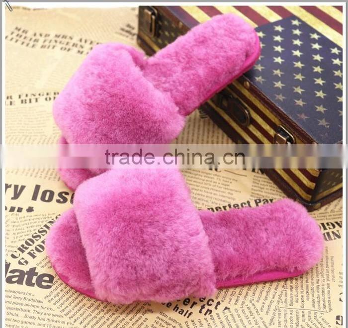 Hot Wholesale Sheepskin Slippers Rex Rabbit Fur Lined Slippers