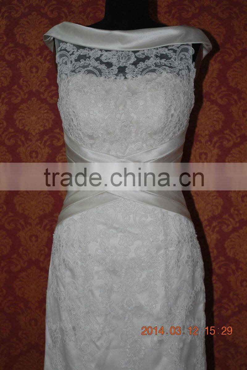 (MY0009) MARRY YOU High Neck V Back Lace Designer Muslim Bridal Gown Marry You China Factory Wedding Dress