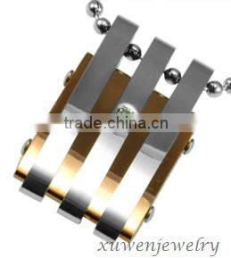 mens black plated cable stainless steel metal pendant