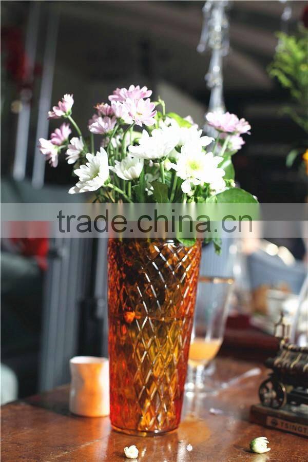 wholesale cheap tall colored clear glass vases for flower made in China