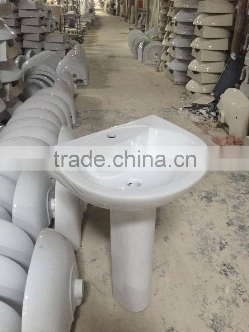 bathroom sanitary ware ceramic wash basin with pedestal single hole wash basin cheap bathroom basin P001