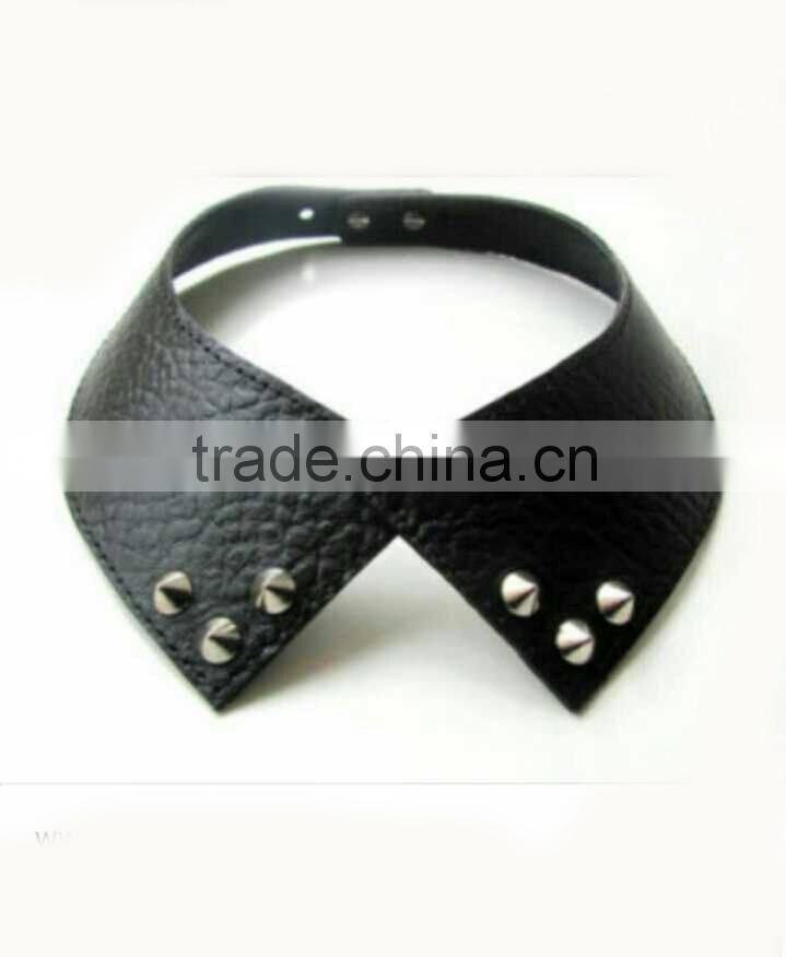 Trendy Simple Design Fake Collar Necklace Black Leather Chokers w/ Rivet 2016 Fashion Style Wholesale