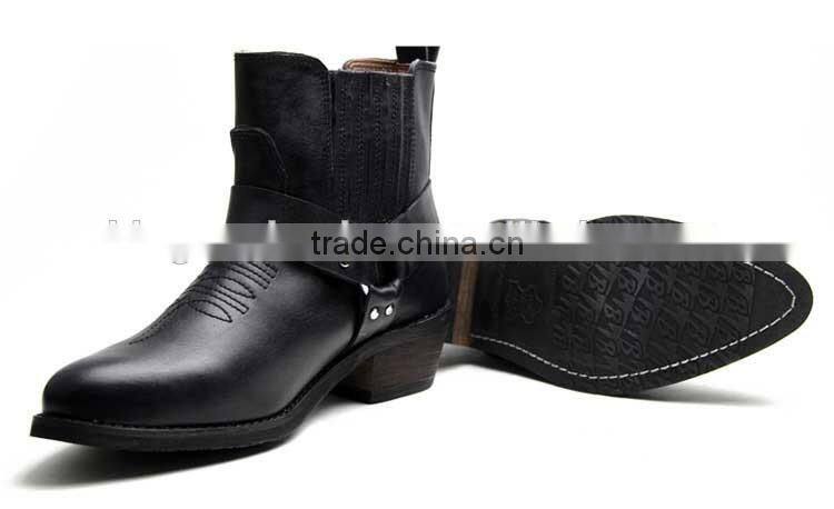 Cowhide leather fashion men and women western ankle boots botas factory
