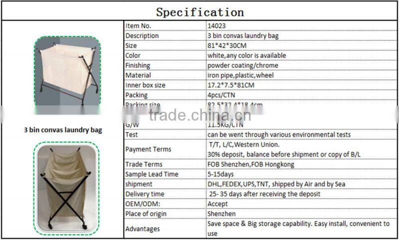 Hottest home use foldable 3 lattices canvas laundry bag