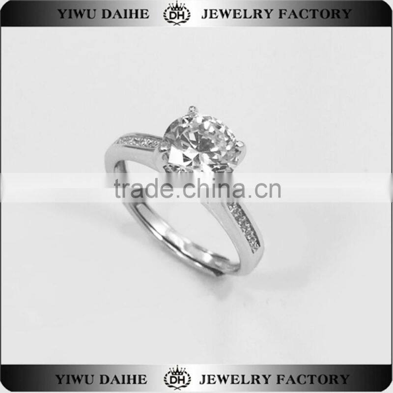 Women fashion jewelry 925 silver white zircon wedding ring Smart Opening Ring