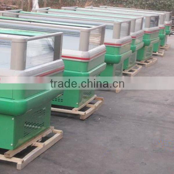 Double side commercial supermarket meat and fish display freezer
