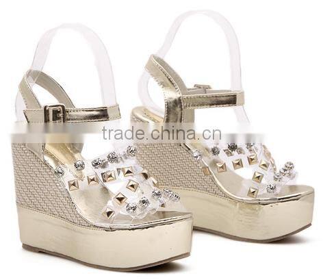 ladies shoes guangzhou women wedges shoes 2015 fashion snadals summer PY2900
