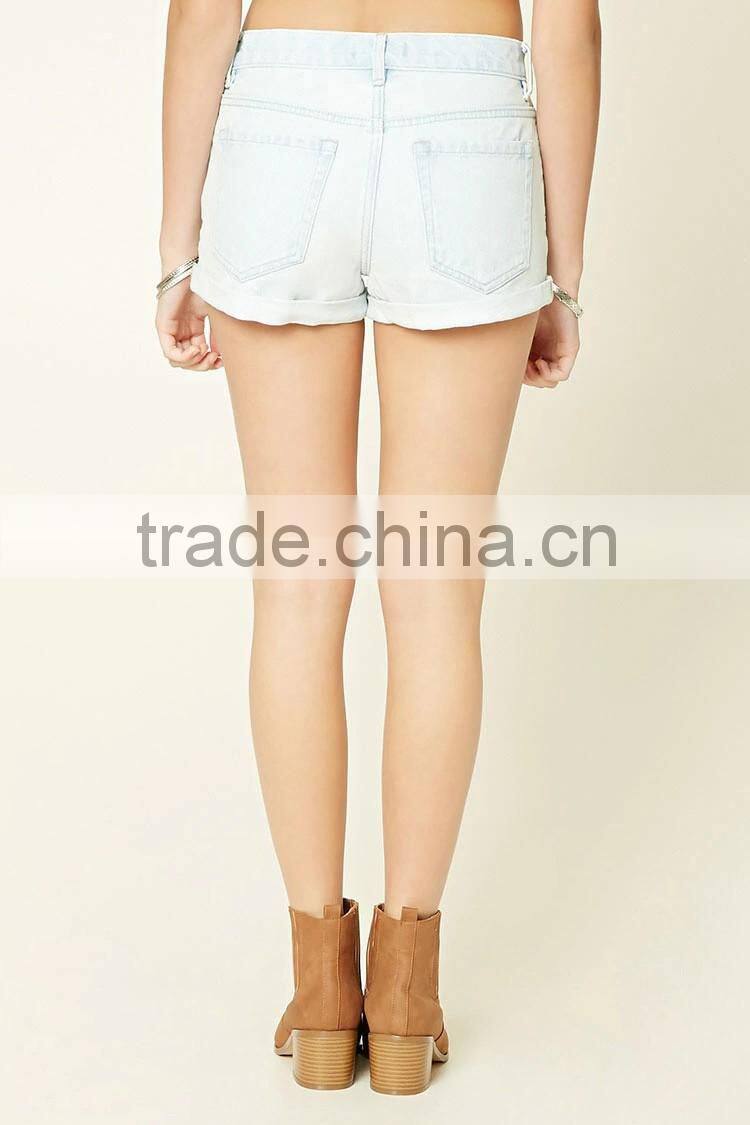 Newest Cuffed Denim Shorts for Woman Simple and Fashion