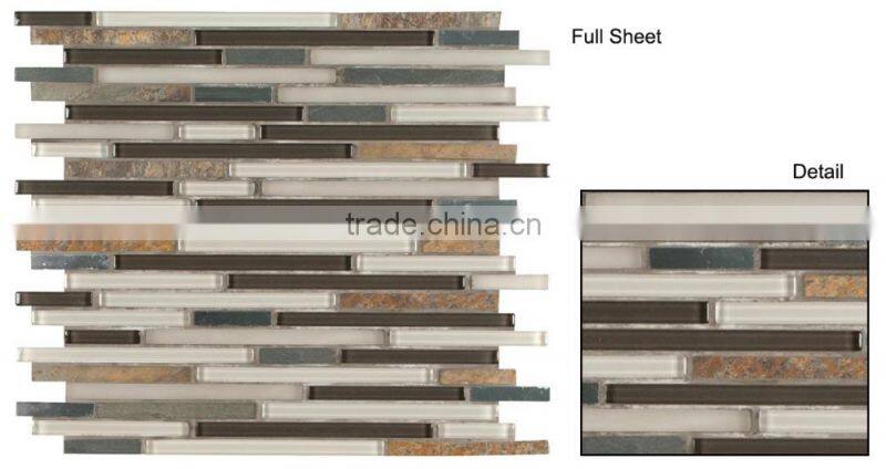 natural stone mosaic and crystal glass mosaic tile (crystal glass )