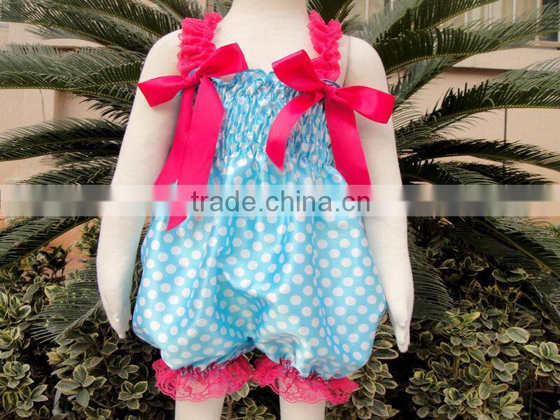 Baby Wholesale Satin Petti Bubble Knickers Princess Romper Red With White Polka Dots Satin Romper Kids Petti Romper