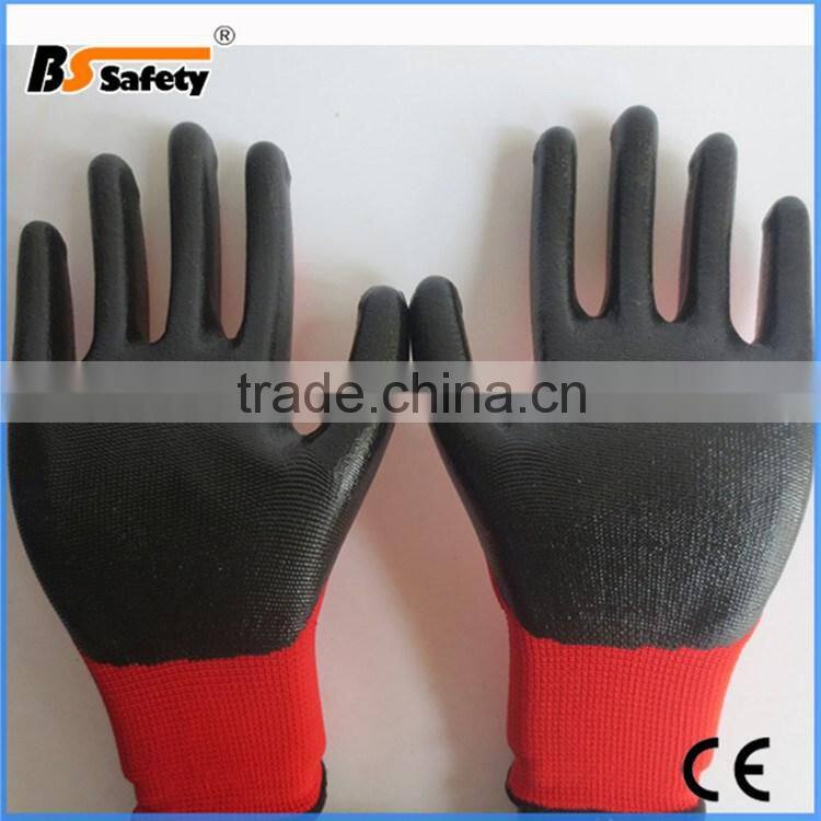 BSSAFETY Polyester kintted nitrile coated working gloves direct from factory