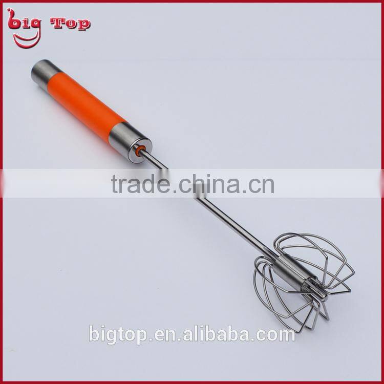 BT0150 12" Rotating Whisk with PP Handle 12" Revolve Egg Beater With 430 Stainless Steel Function Part 12" Rotary Egg Whisk