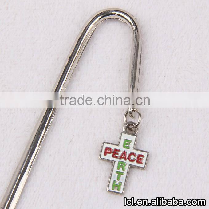 Cross pendant custom metal bookmarks wholesale, low price metal bookmarks for books