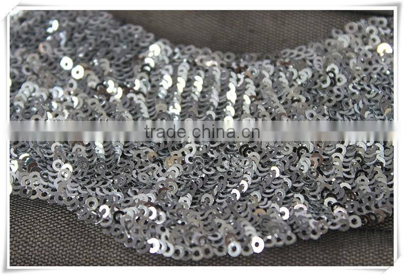 Latest black and silver wave sequin pattern textile fabric, sequin fabric textile for home textile