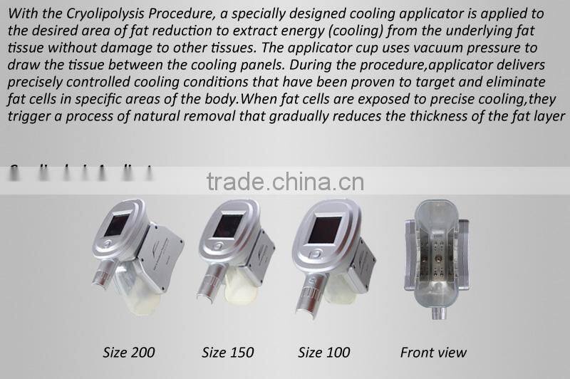 Cryotherapy cryolipolysis slimming equipment, 3 interchangeable cryo handles