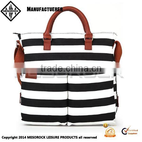 High quality white and black stripe diaper tote bag baby diaper bag