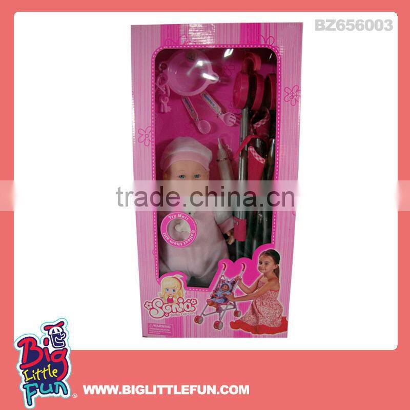 Lovely baby doll stroller toy with 16''doll