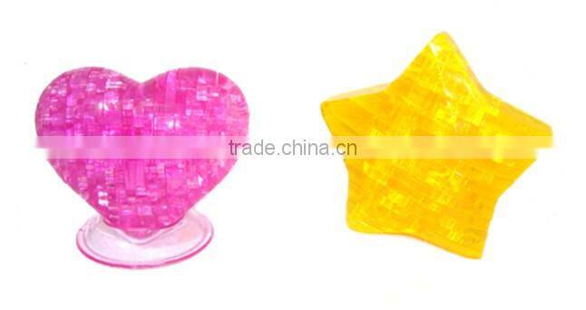 sweet heart 3D crystal pink heart jigsaw house decor toys