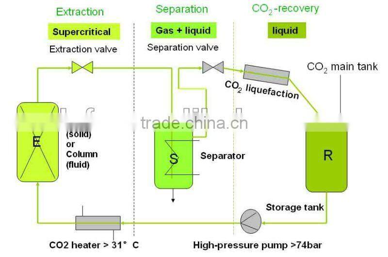 500Lx 3 Color pigment 100% SFE Co2 Supercritical solvent Extraction Equipment