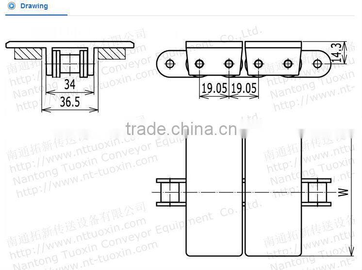 Plastic Snap-on Plate Top Conveyor Chain 963 series