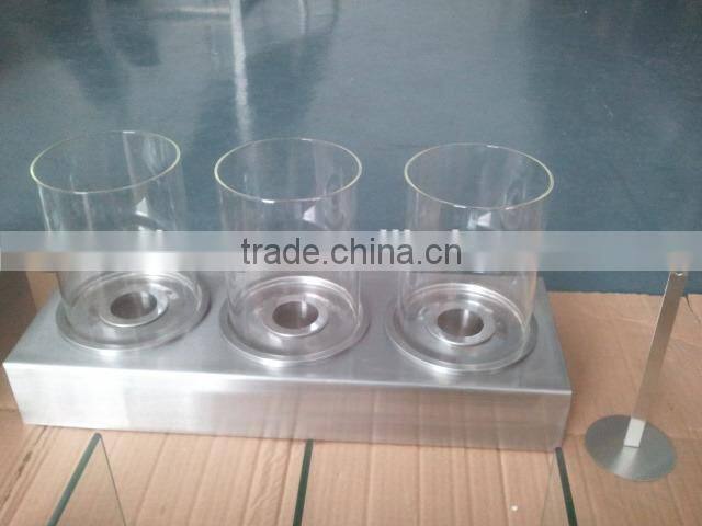 stainless steel bio fuel fireplace with 2 pcs clear borosilicate glass tube