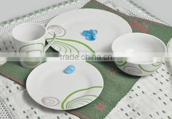 KC-00646 porcelain plate with mug printed ceramic plate with mug