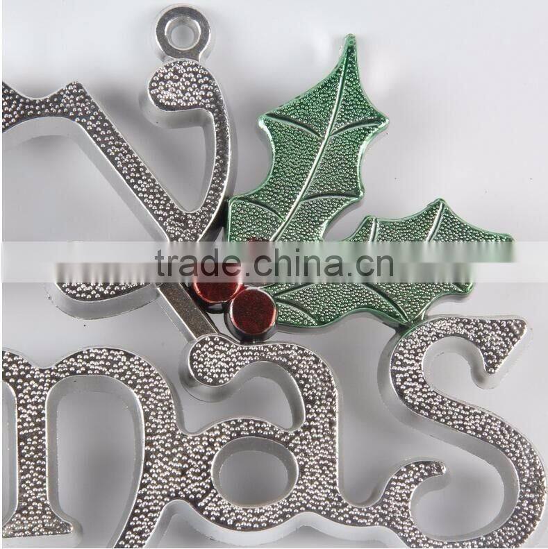 Plastic Decorative Hanging Merry Christmas Word Crafts Decoration Christmas With Leaf
